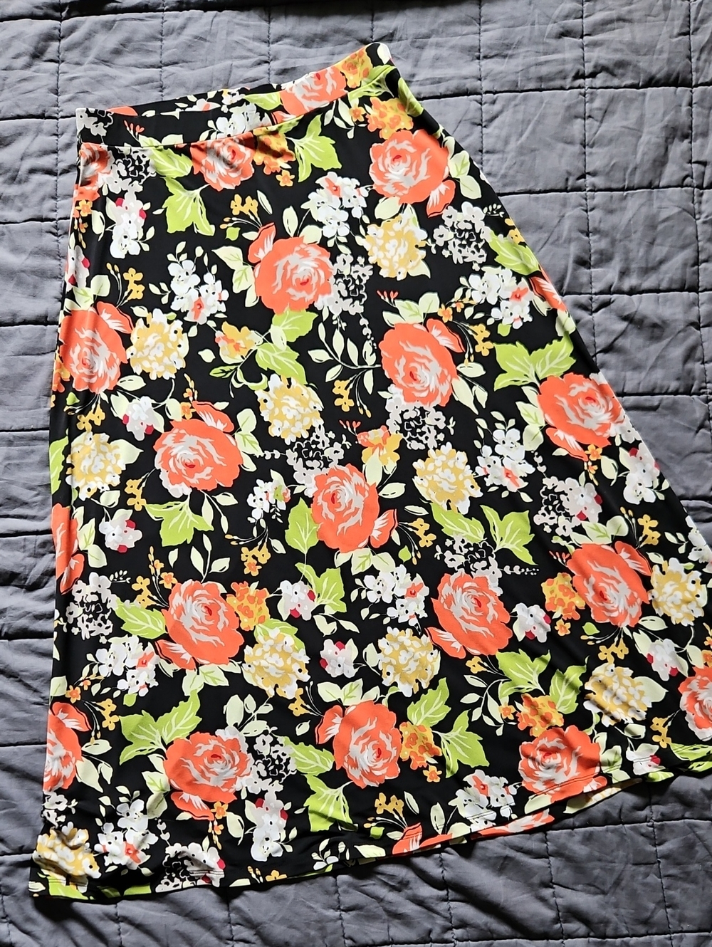 Black Label by Evan-Picone Floral Midi Skirt Size M EUC